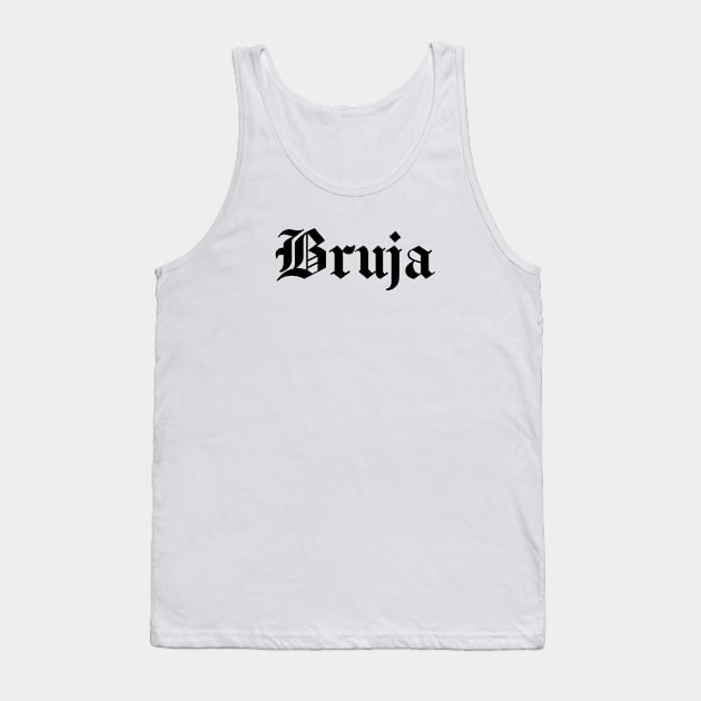 Bruja Black Gothic Text Tank Top by Jonny Black